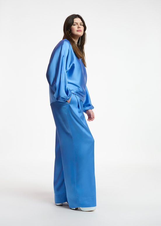 Blue wide-leg pants