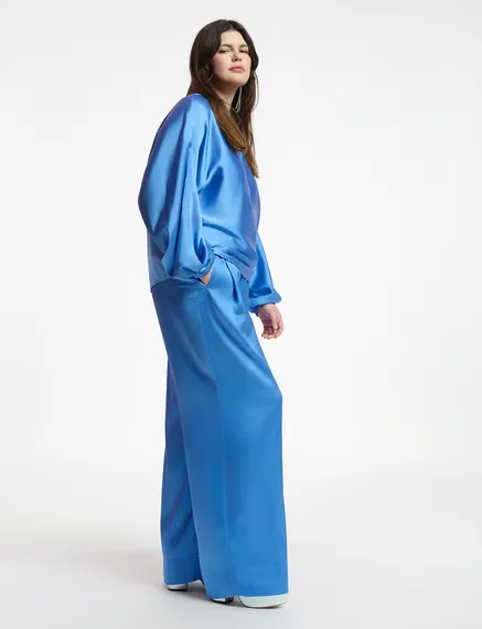 Blue wide-leg pants