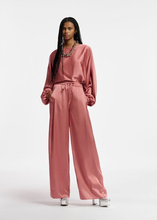 Pantalon vieux rose à jambes larges