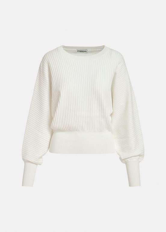 Off-white knitted sweater with fitted waist