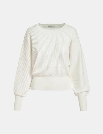 Off-white knitted sweater with fitted waist