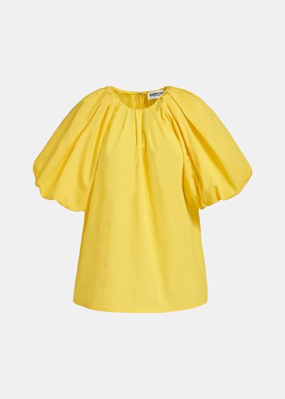 Top en coton jaune à manches bouffantes