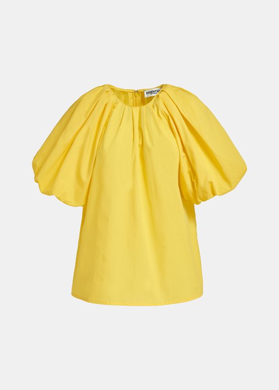 Top en coton jaune à manches bouffantes