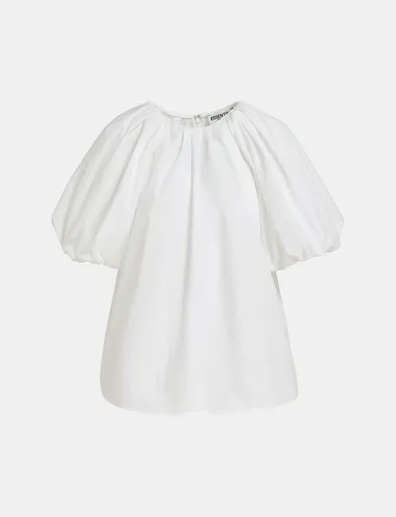 White cotton top with puffed sleeves