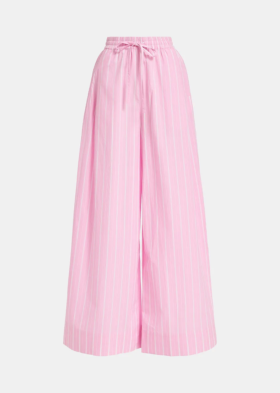 STRIPED POPLIN PANTS - Pink