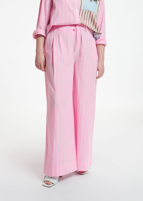 Light pink and white striped cotton pants