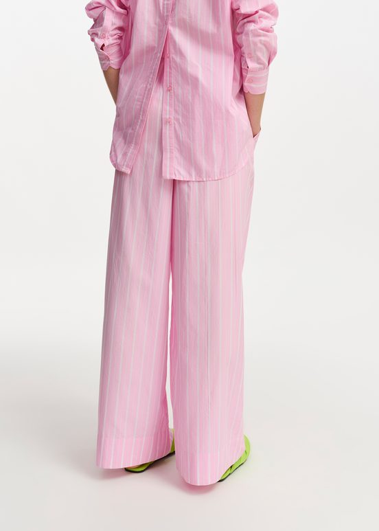 Light pink and white striped cotton pants