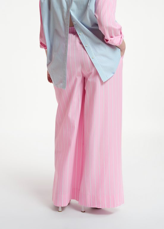 Light pink and white striped cotton pants