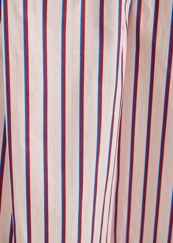 Ecru, burgundy and blue striped cotton pants