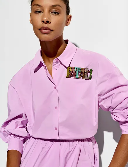 Lilac puffed-sleeves shirt