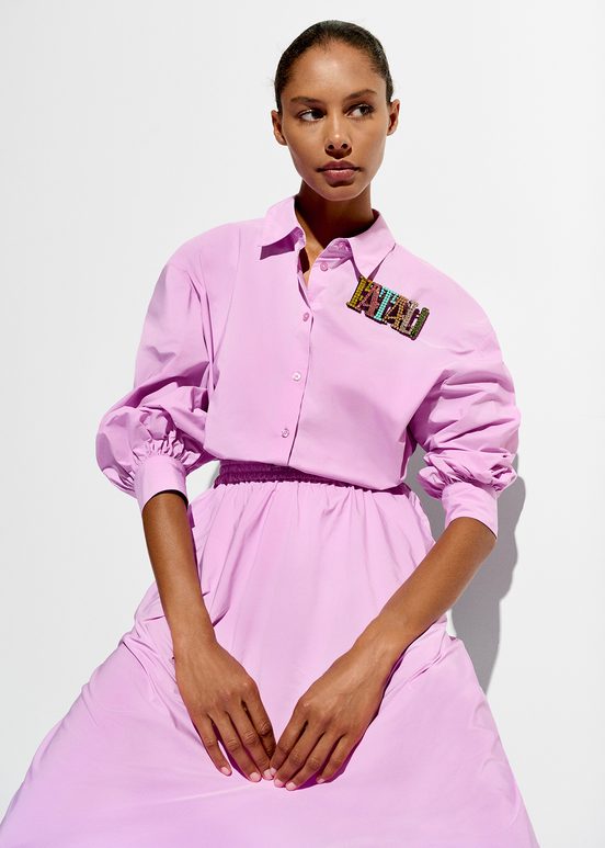 Lilac puffed-sleeves shirt