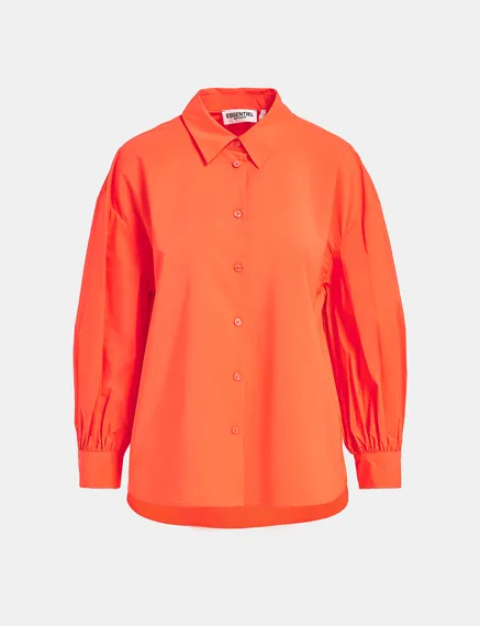 Orange puffed-sleeves shirt