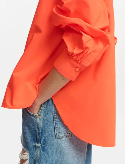 Orange puffed-sleeves shirt