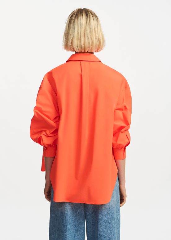 Orange puffed-sleeves shirt