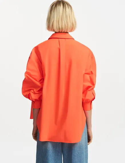 Orange puffed-sleeves shirt