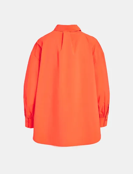 Orange puffed-sleeves shirt