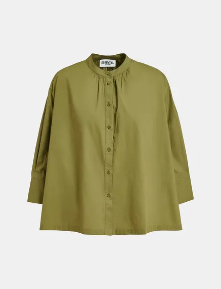 Khaki oversized cotton shirt