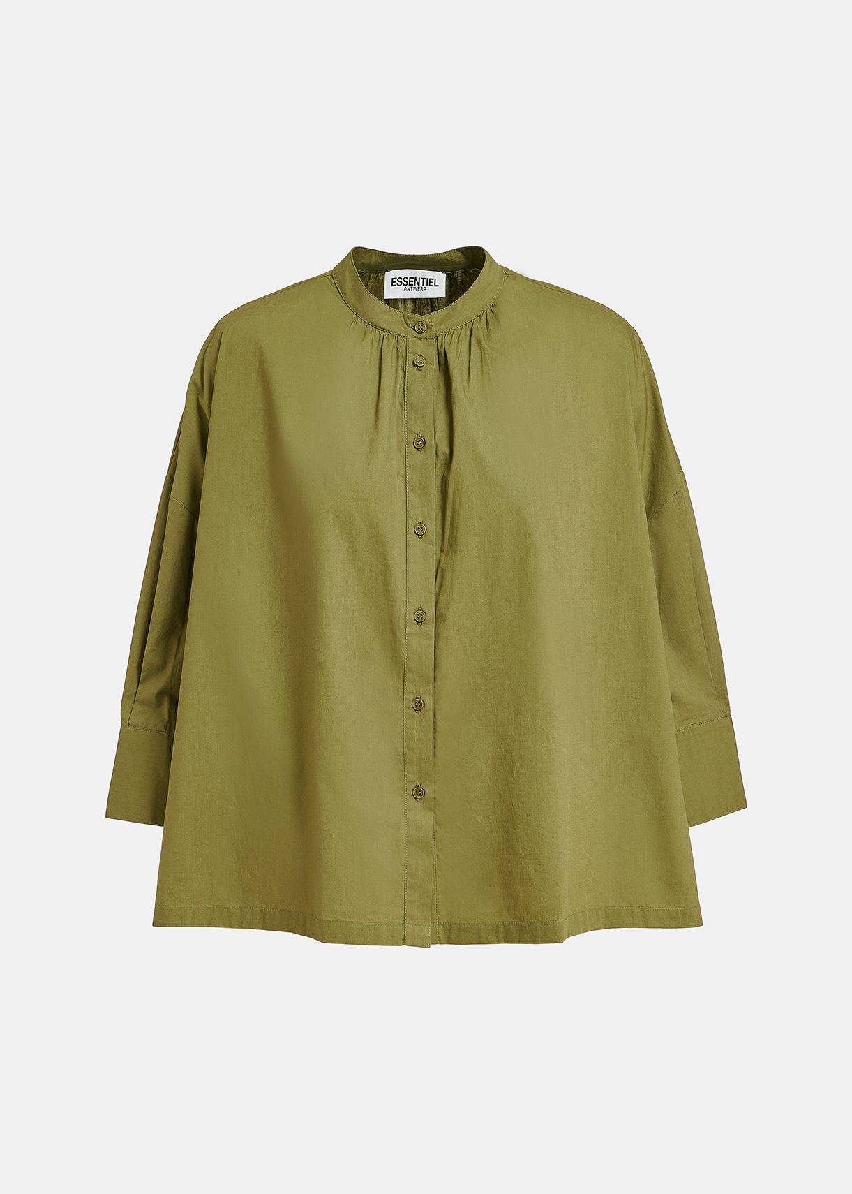 Khaki oversized cotton shirt