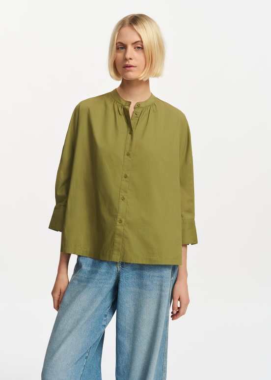 Khaki oversized cotton shirt