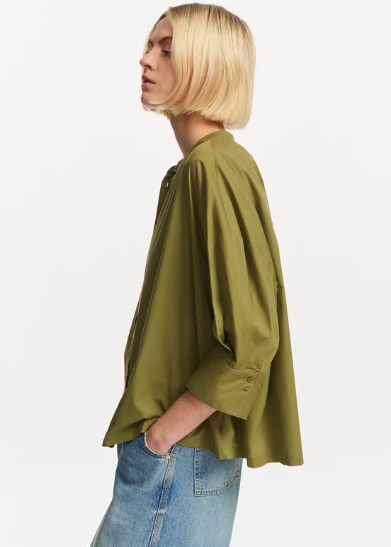 Khaki oversized cotton shirt