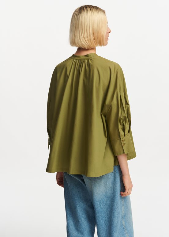 Khaki oversized cotton shirt