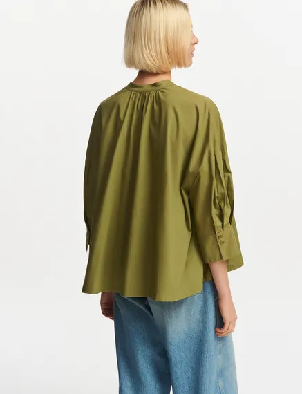 Khaki oversized cotton shirt