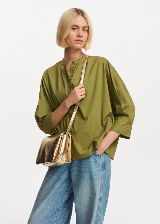 Khaki oversized cotton shirt