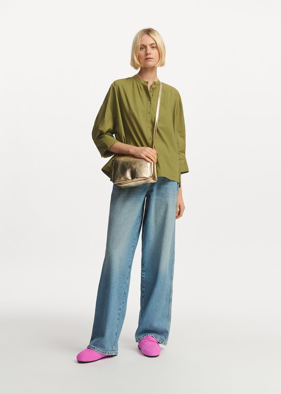 Khaki oversized cotton shirt