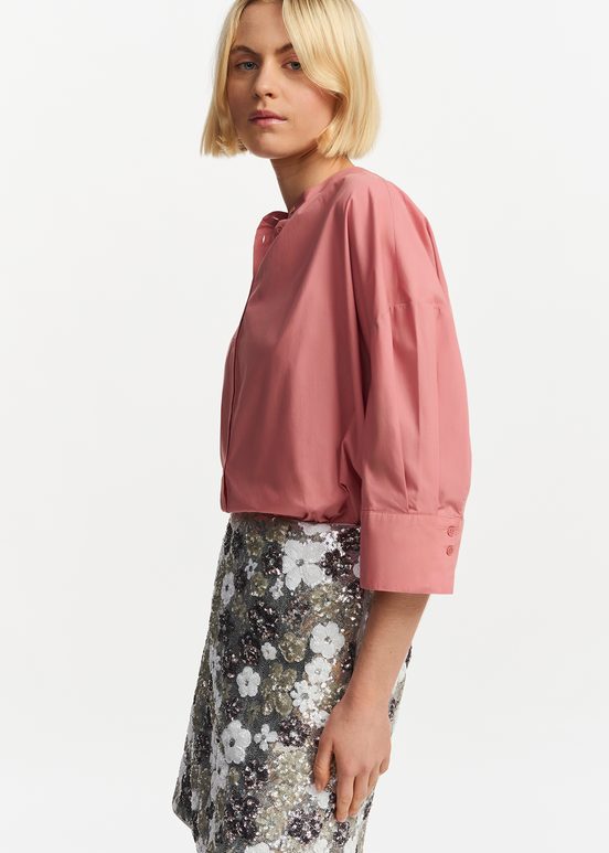 Chemisier oversize en coton vieux rose