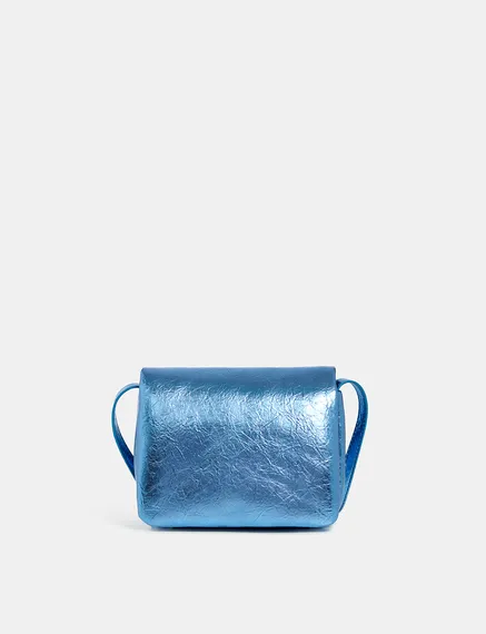 Blue metallic shoulder bag