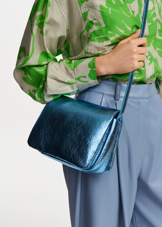 Blue metallic shoulder bag