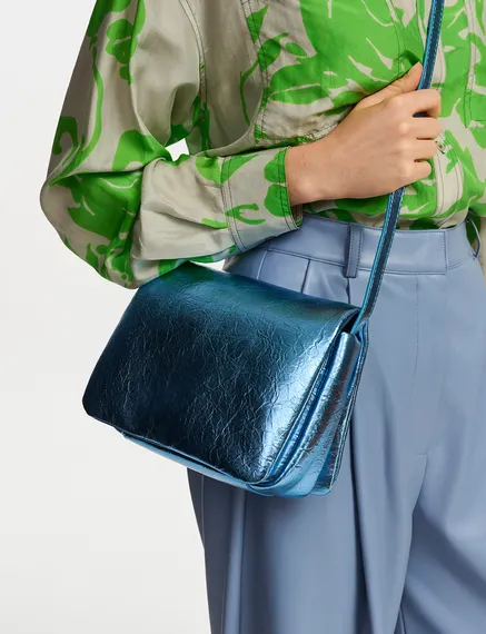 Blue metallic shoulder bag