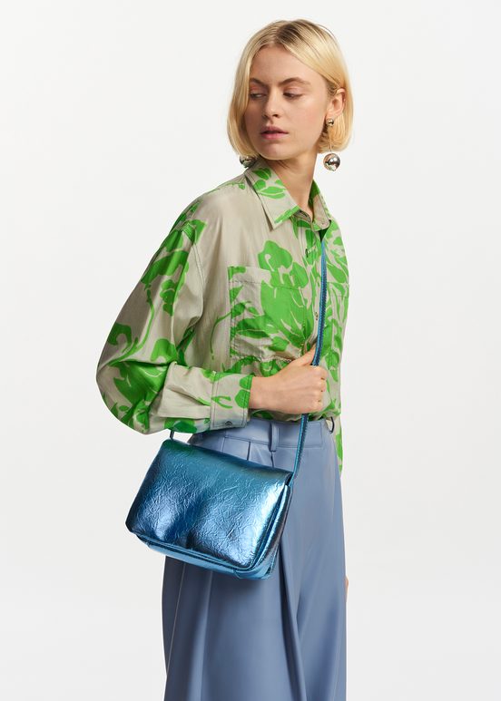 Blue metallic shoulder bag