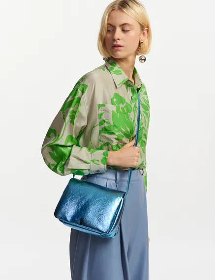 Blue metallic shoulder bag