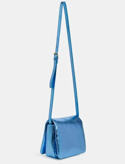 Blue metallic shoulder bag