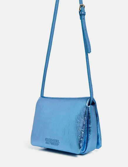 Sac à bandoulière bleu métallisé