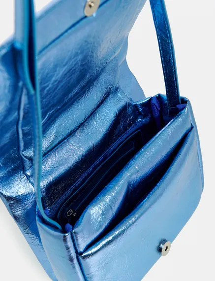 Blue metallic shoulder bag