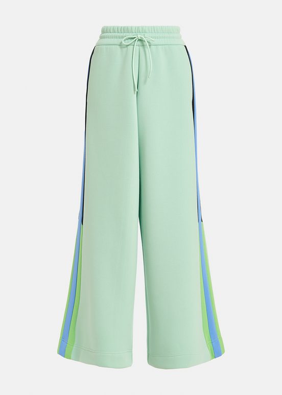 Pantalon de jogging vert menthe à rayures noires et bleues