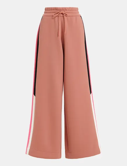 Pantalon de jogging vieux rose à rayures noires et rose