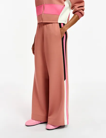 Pantalon de jogging vieux rose à rayures noires et rose