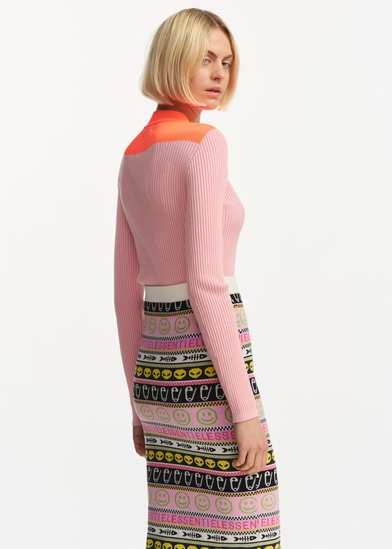 Vintage pink and orange rib-knitted sweater