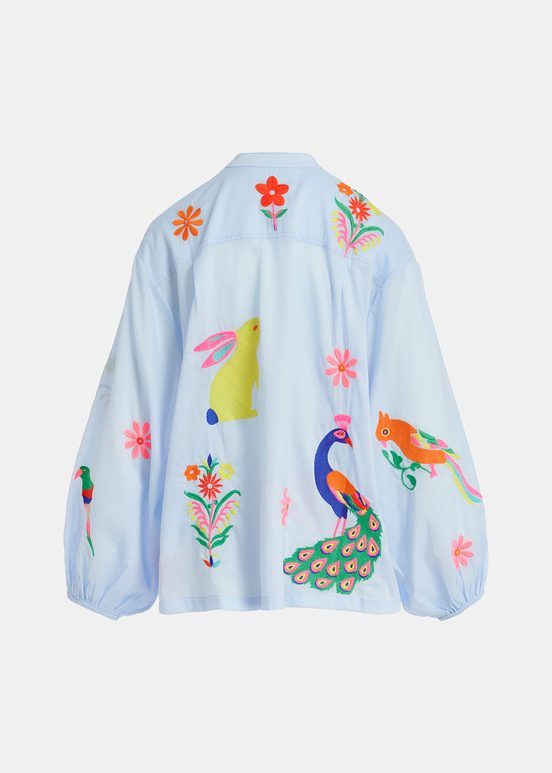 Light blue cotton shirt with embroideries