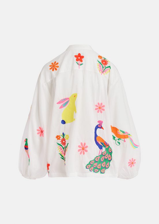 Off-white cotton shirt with embroideries