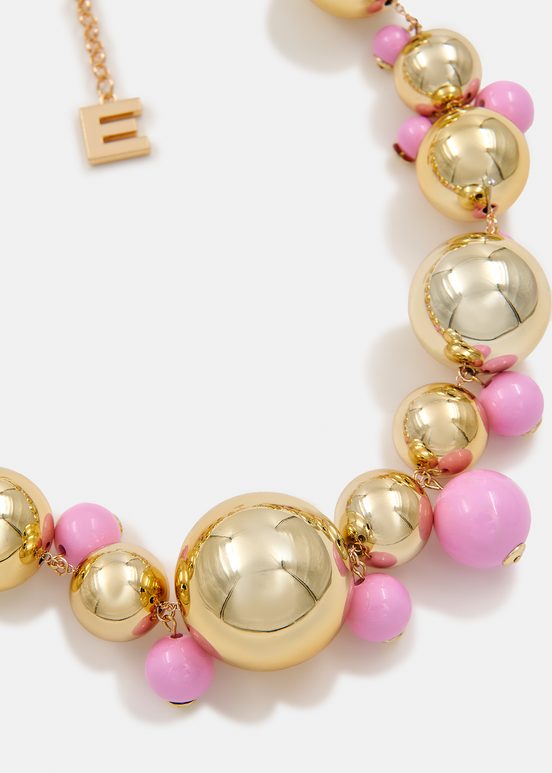 Gold-tone and pink sphere necklace