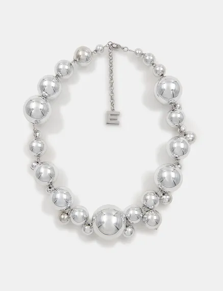 Silver-tone sphere necklace