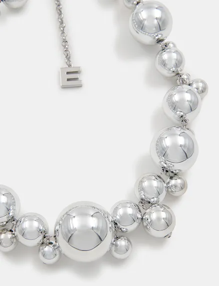 Silver-tone sphere necklace