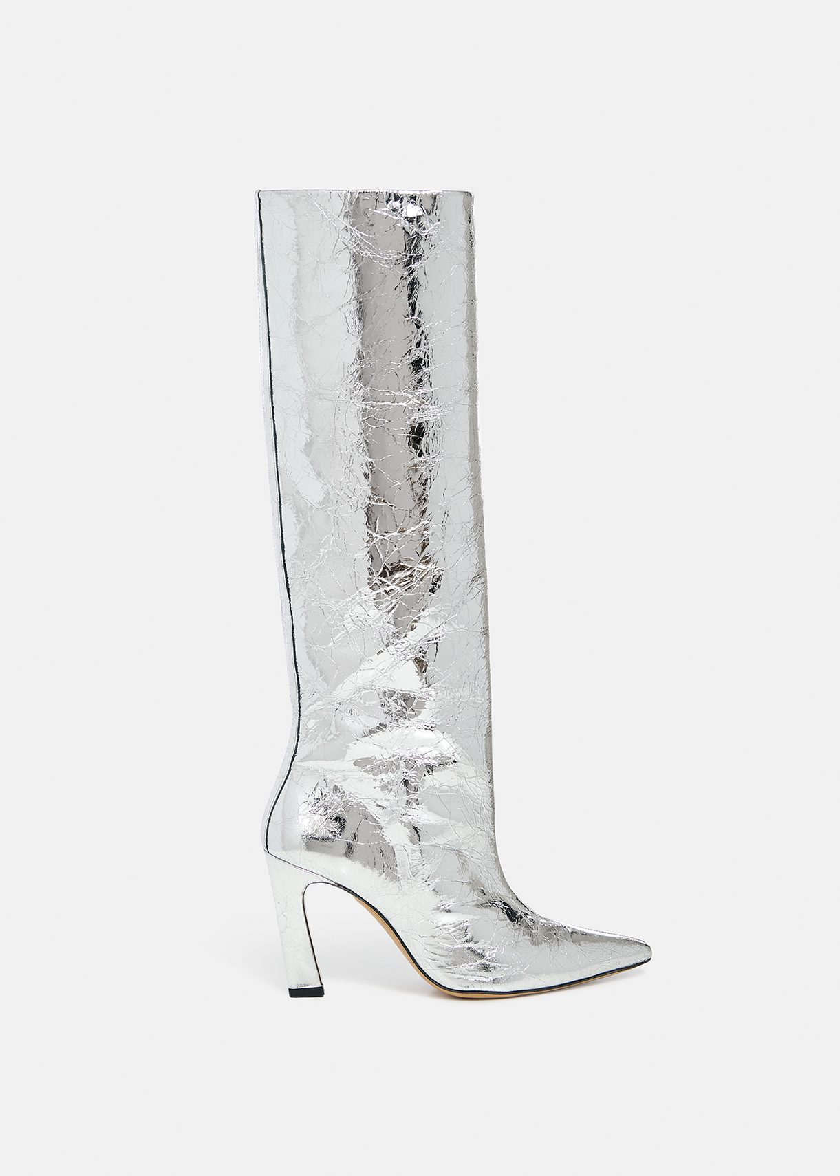 Silver shimmer thigh hot sale high boots