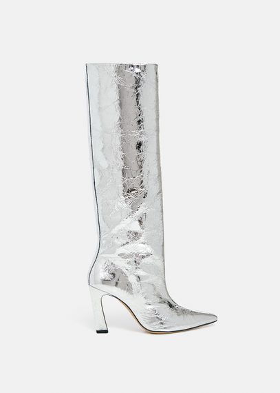 Bottes en cuir argent métallisé