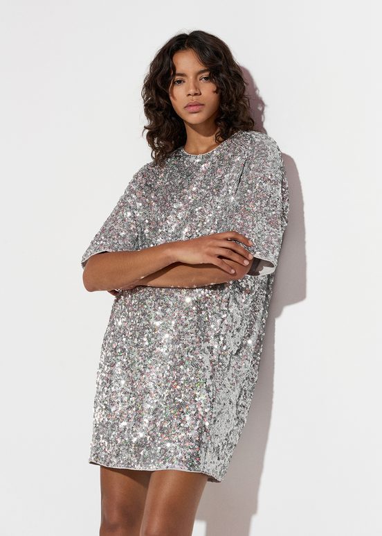 Mini-robe argentée à paillettes