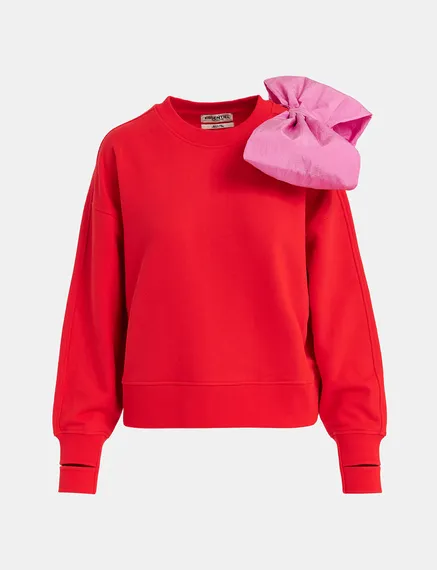 Red sweatshirt with pink bow